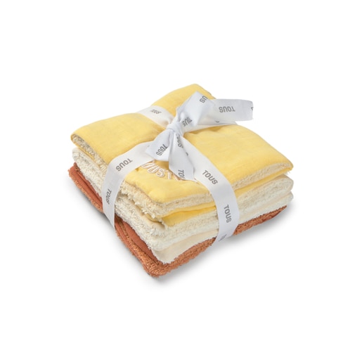 Tous Pack Of 3 Muslins With Towelling In Classic Yellow