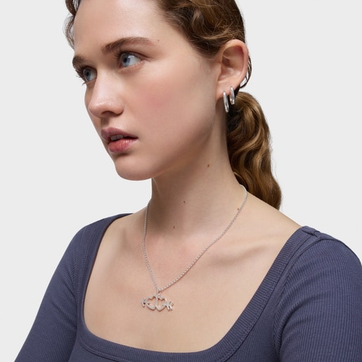 Tous Pendentif En Argent Motifs Flèche/cœur Medallions