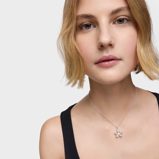 Tous Pendentif Fleur Bicolore Et Perle De Culture Daisy