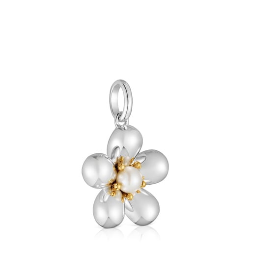 Tous Pendentif fleur bicolore et perle de culture Daisy