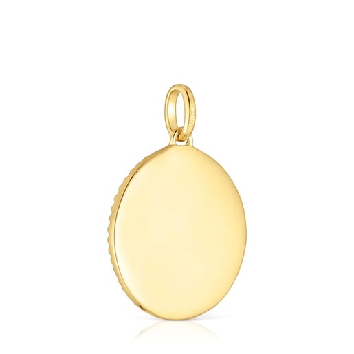 Tous Pendentif Médaille En Argent Plaqué Or 18 ct Et Pierres Précieuses Daisy