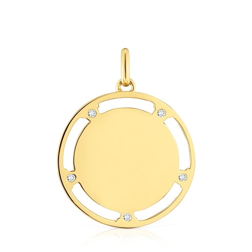 Tous Pendentif Médaille En Argent Plaqué Or 18 ct Et Topazes TOUS Basics