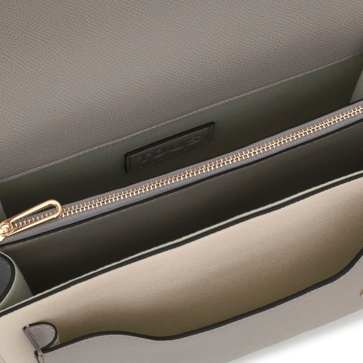 Tous Sac à Bandoulière Beige Et Gris Moyen Audree Saffiano