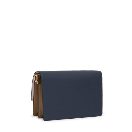 Tous Sac à bandoulière bleu et rose moyen Audree Saffiano