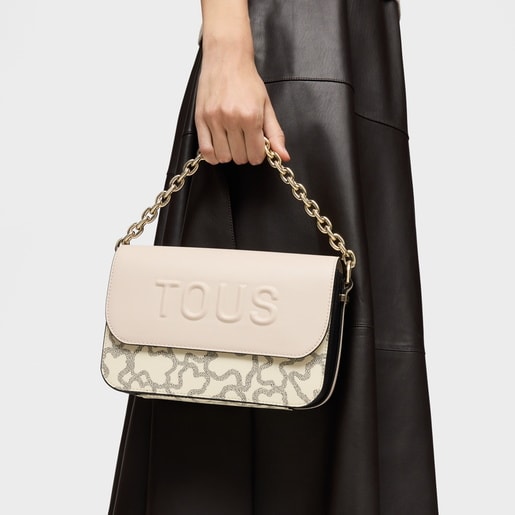 Tous Sac à Bandoulière Chain Noir Et Beige Moyen Kaos Icon