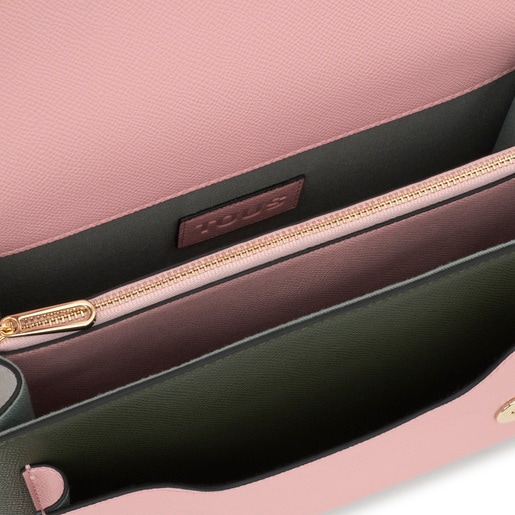 Tous Sac à Bandoulière Gris Et Rose Moyen Audree Saffiano