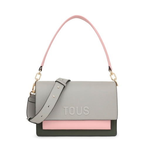Tous Sac à Bandoulière Gris Et Rose Moyen Audree Saffiano