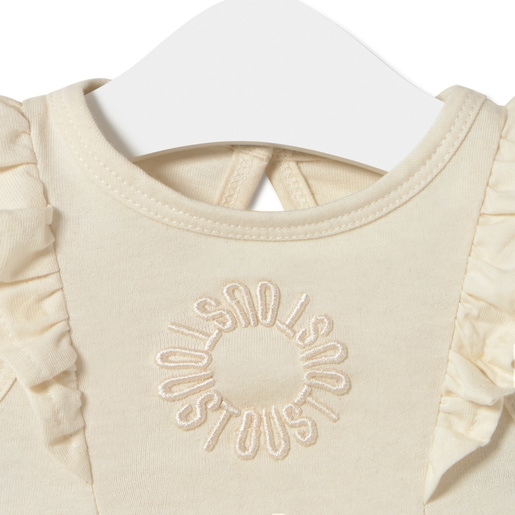 Tous Baby Bodysuit With Ruffles In Classic Ecru