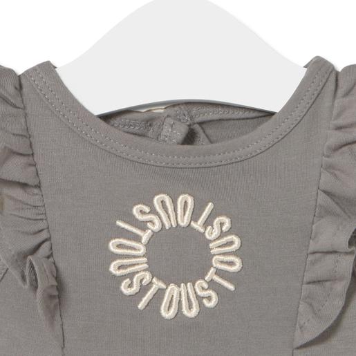 Tous Baby Bodysuit With Ruffles In Classic Grey