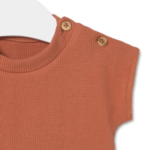 Tous Baby Bodysuit With Skirt In Classic Brick Red