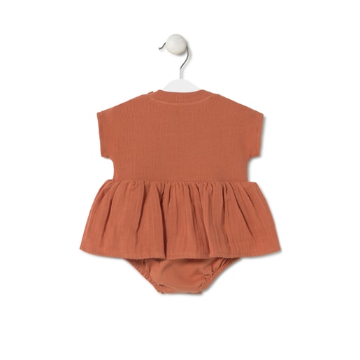 Tous Baby bodysuit with skirt in Classic brick red