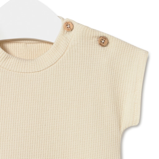 Tous Baby Bodysuit With Skirt In Classic Ecru