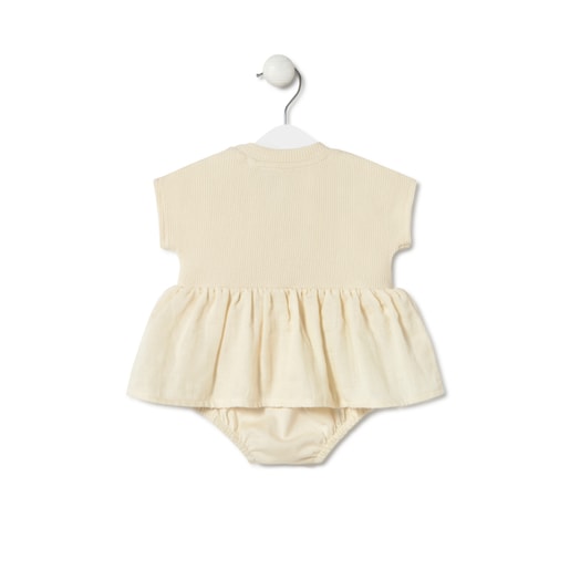 Tous Baby bodysuit with skirt in Classic ecru