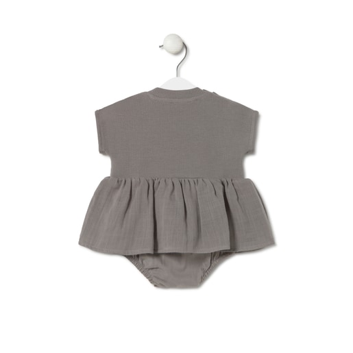 Tous Baby bodysuit with skirt in Classic grey