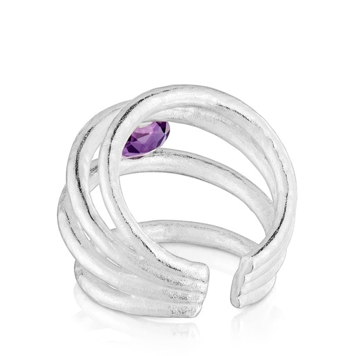 Tous Bague Ouverte En Argent Et Améthyste Duna