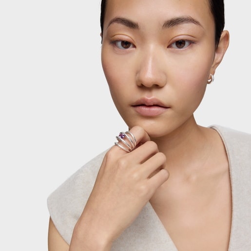 Tous Bague Ouverte En Argent Et Améthyste Duna