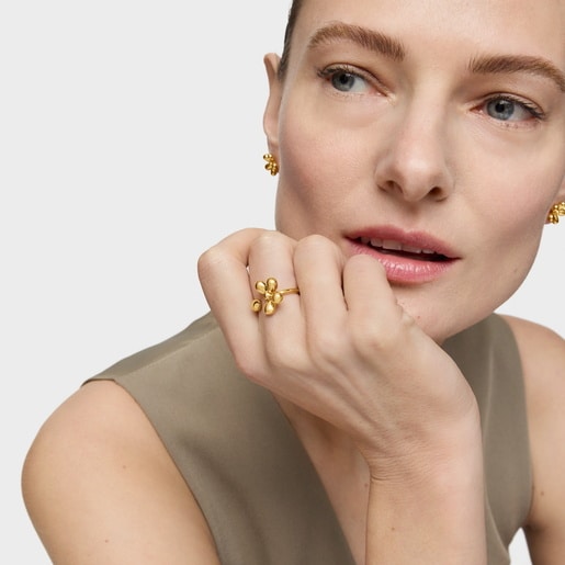 Tous Bague Ouverte En Argent Plaqué Or 18 ct Daisy