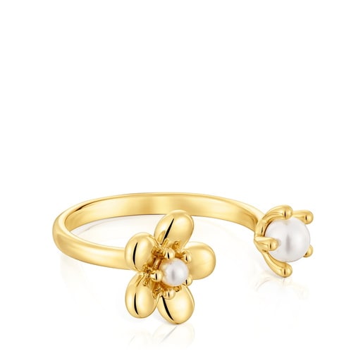 Tous Bague ouverte en or et perle de culture Daisy