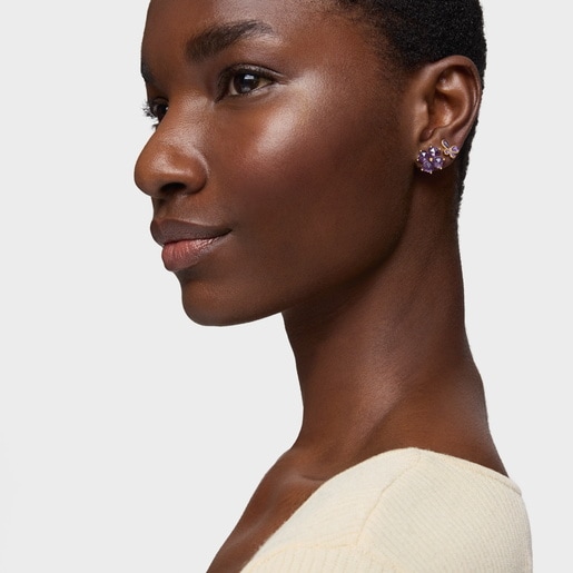 Tous Boucles D’oreilles En Or Et Améthyste Daisy