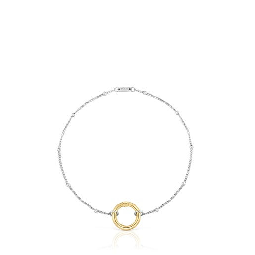 Tous Bracelet chaîne en acier et anneau en or Hold