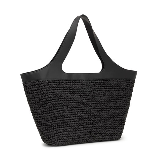 Tous Cabas noir grand TOUS Lirio Rafia