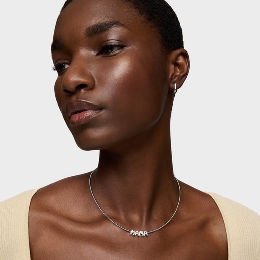 Tous Collier En Acier Et Argent Court TOUS Mama