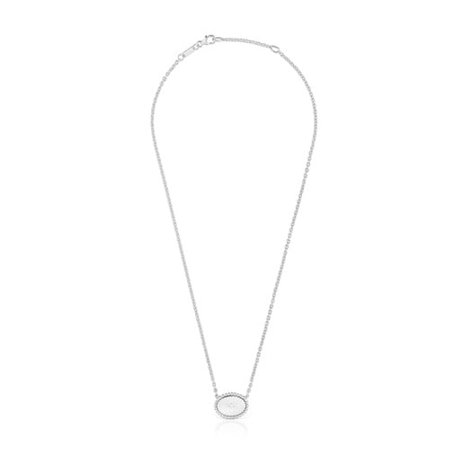 Tous Collier en argent plaque court TOUS Mom