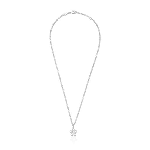 Tous Collier fleur en argent court Daisy