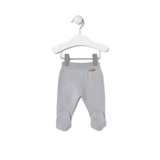 Tous Knitted Baby Outfit In Tricot Grey Stripes