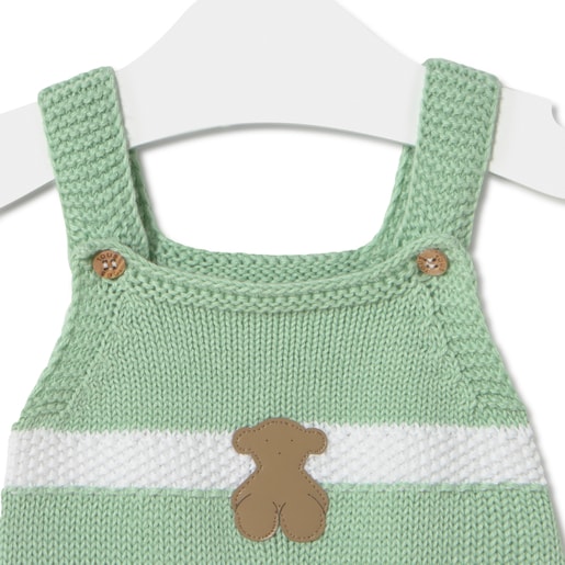 Tous Knitted Baby Romper In Tricot Green Stripes