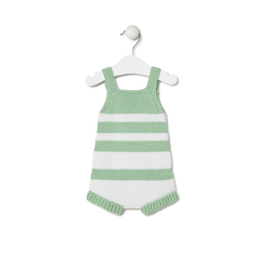 Tous Knitted baby romper in Tricot green stripes