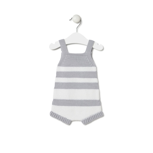 Tous Knitted baby romper in Tricot grey stripes