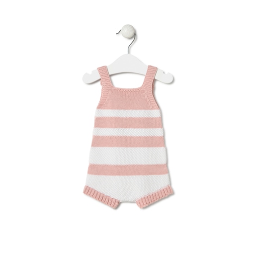 Tous Knitted baby romper in Tricot pink stripes