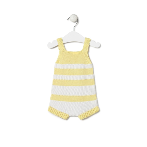 Tous Knitted baby romper in Tricot yellow stripes