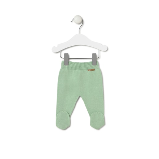 Tous Knitted Baby Set In Tricot Green Stripes