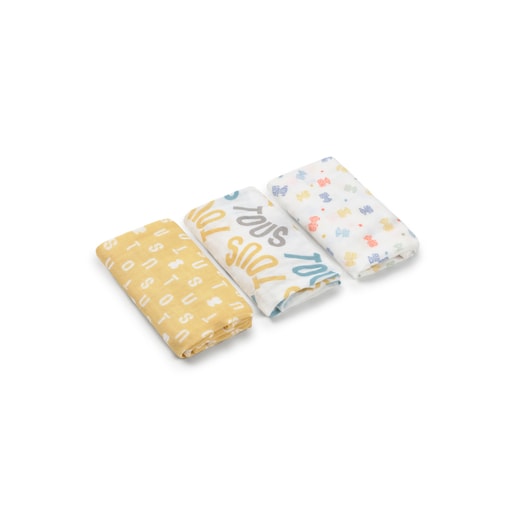 Tous Pack Of 3 Muslins In MMuse Multicolour