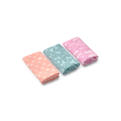 Tous Pack Of 3 Muslins In MMuse Pink