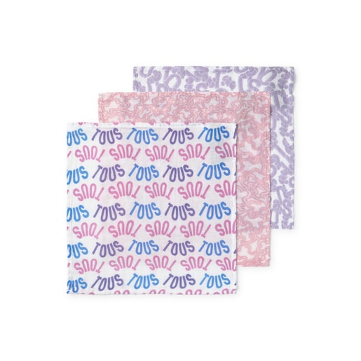 Tous Pack of 3 muslins in MMuse pink