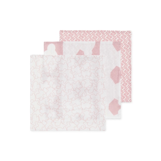 Tous Pack of 3 muslins in MMuse pink