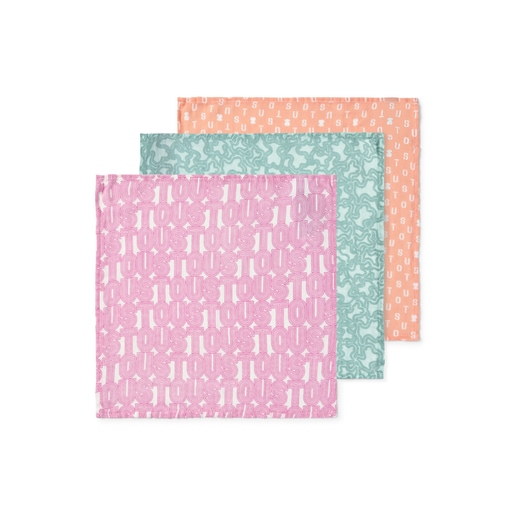 Tous Pack of 3 muslins in MMuse pink