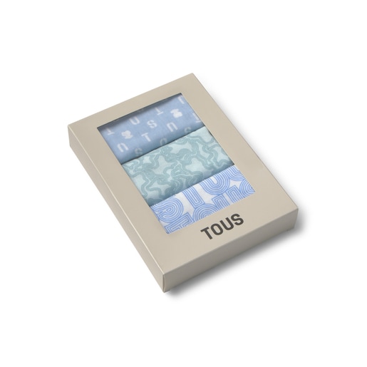 Tous Pack Of 3 Muslins In MMuse Sky Blue