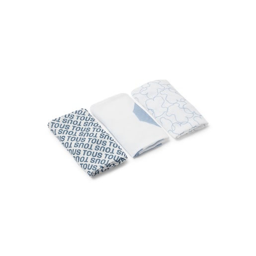 Tous Pack Of 3 Muslins In MMuse Sky Blue