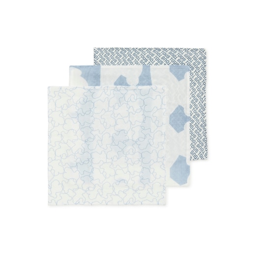 Tous Pack of 3 muslins in MMuse sky blue