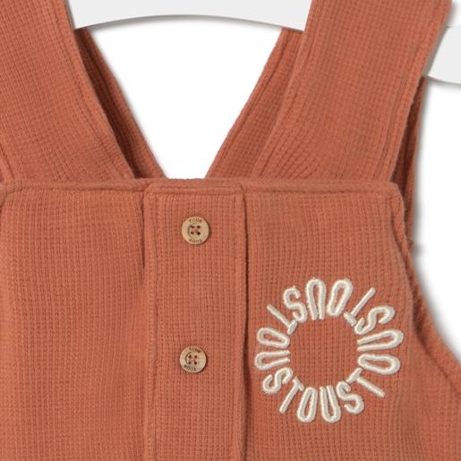 Tous Piqué Fabric Baby Romper In Classic Brick Red