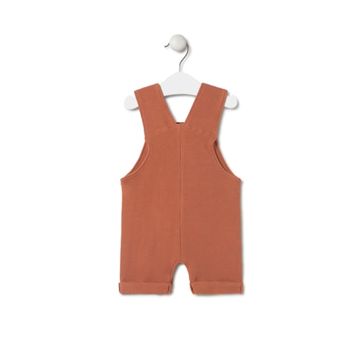 Tous Piqué fabric baby romper in Classic brick red
