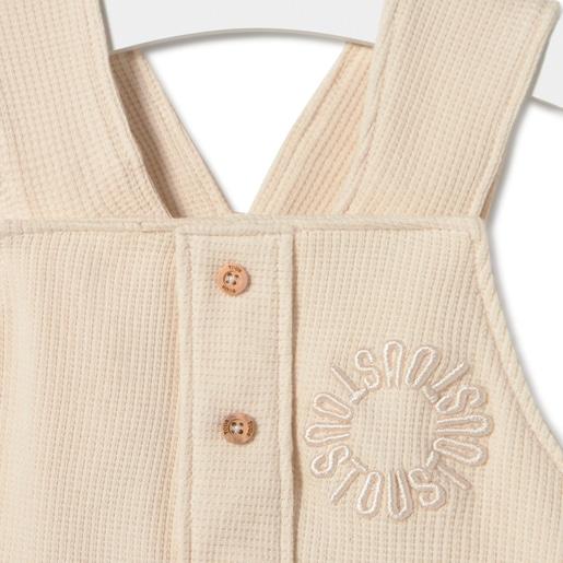 Tous Piqué Fabric Baby Romper In Classic Ecru
