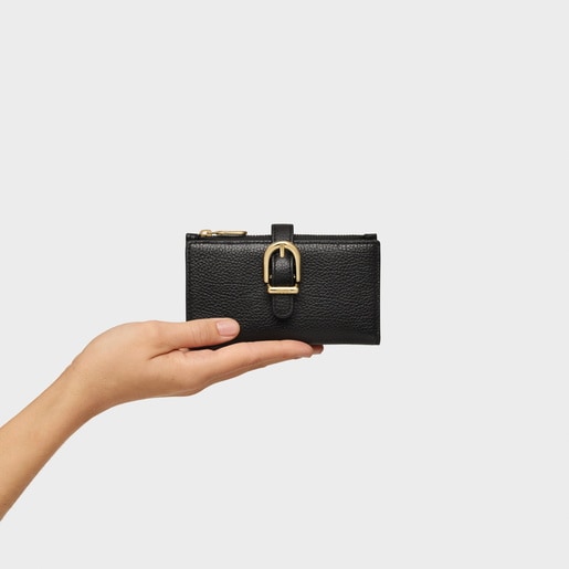 Tous Portefeuille En Cuir Noir TOUS Buckles