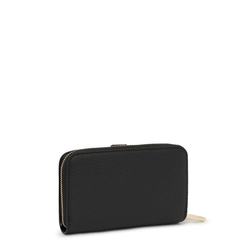 Tous Portefeuille long en cuir noir TOUS Buckles