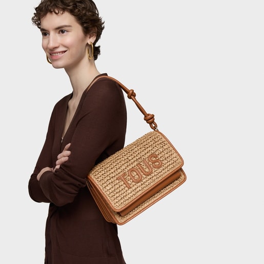 Tous Sac à Bandoulière Camel Moyen Audree Rafia