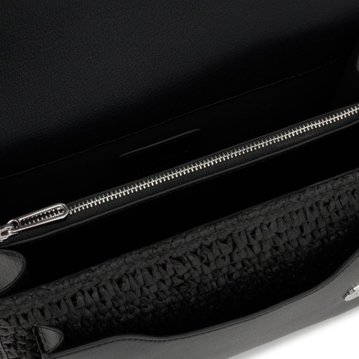Tous Sac à Bandoulière Noir Moyen Audree Rafia